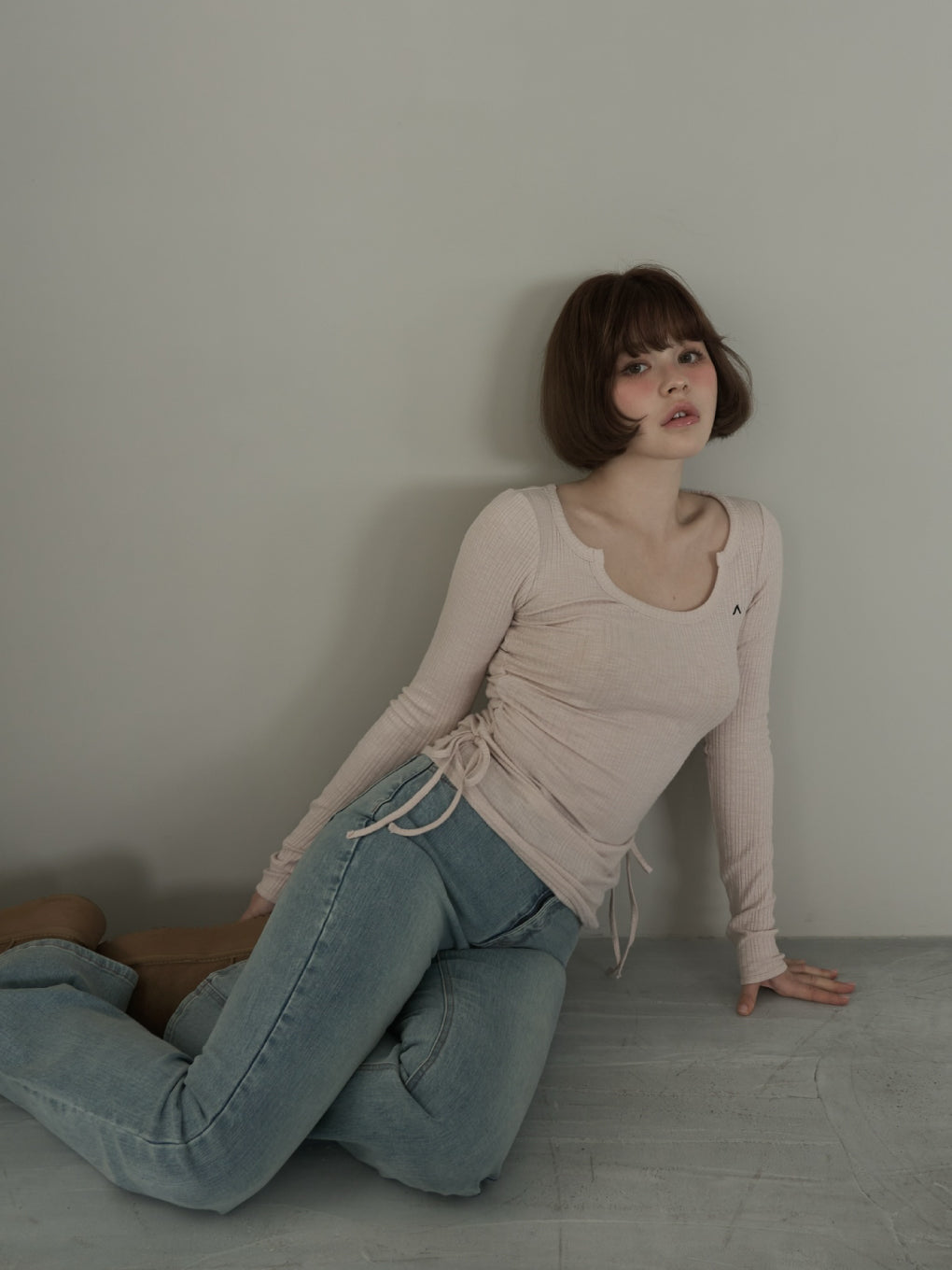 ANDMARY】Lala shirring ribbon tops