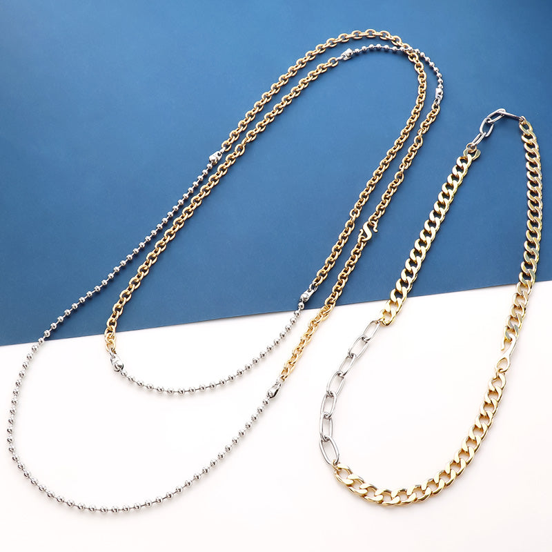 レシピNo.KR0838 バイカラーチェーンネックレス2種 – 貴和製作所