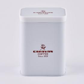 キャラバンコーヒー スクエア型 オリジナル保存缶（ホワイト