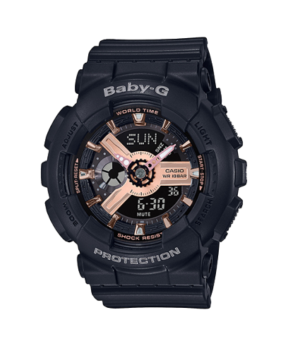 BA110RG-1A | BABY-G Black and Rose Gold Women's Watch | CASIO