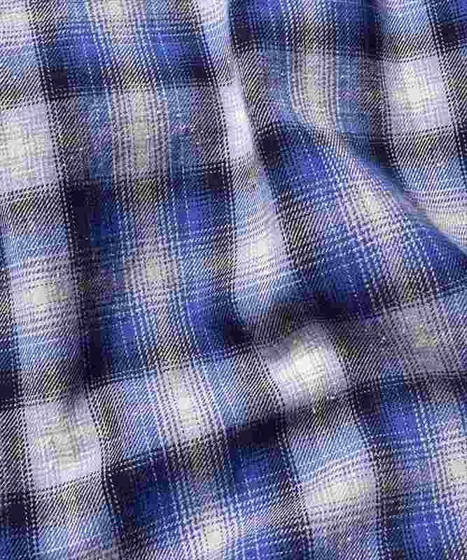 MINEDENIM V.Nep Check Flannel Open Collar Shirt