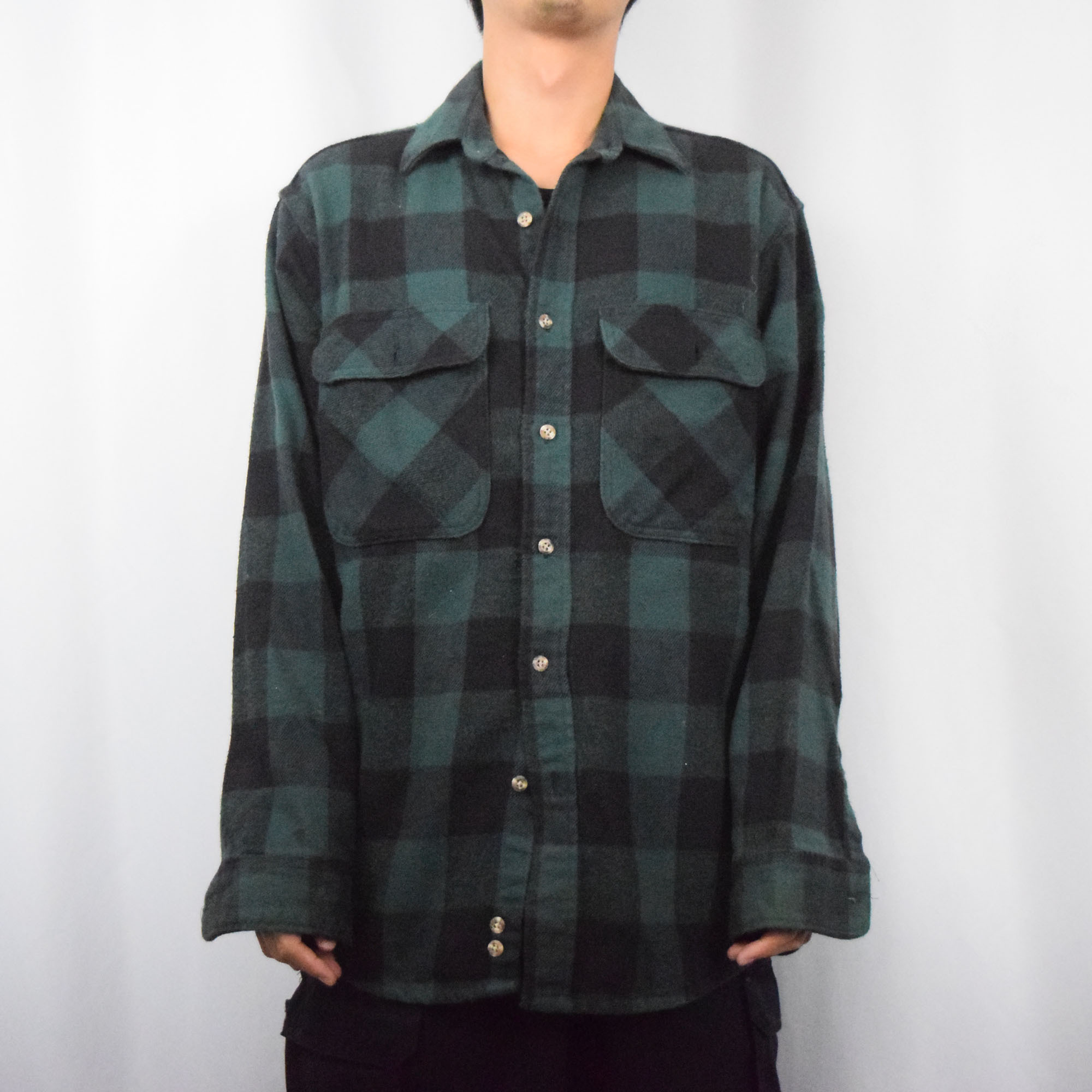 90年代 90s アメリカ製 緑 グリーン 長袖 コットン | ビンテージ古着屋