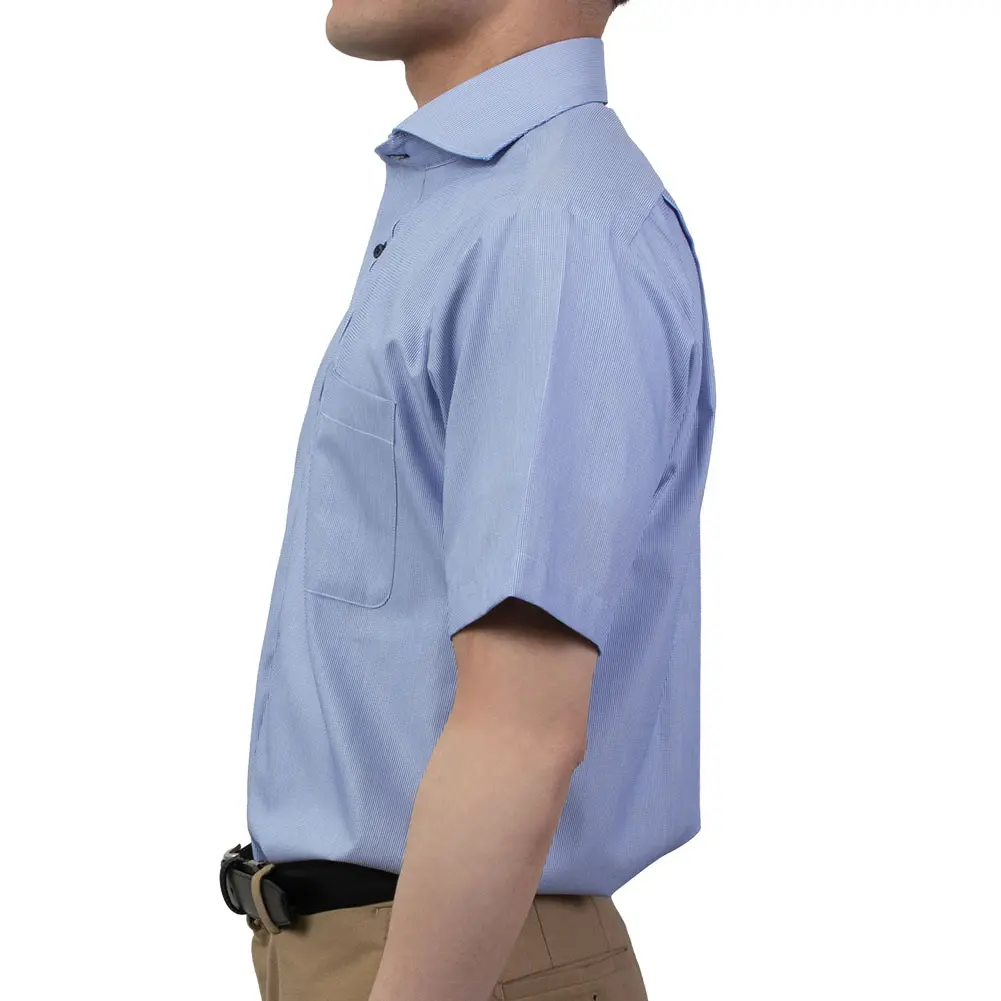 半袖ワイシャツ チェック ブルー ドビー 吸水速乾 エバーフィール SWAN