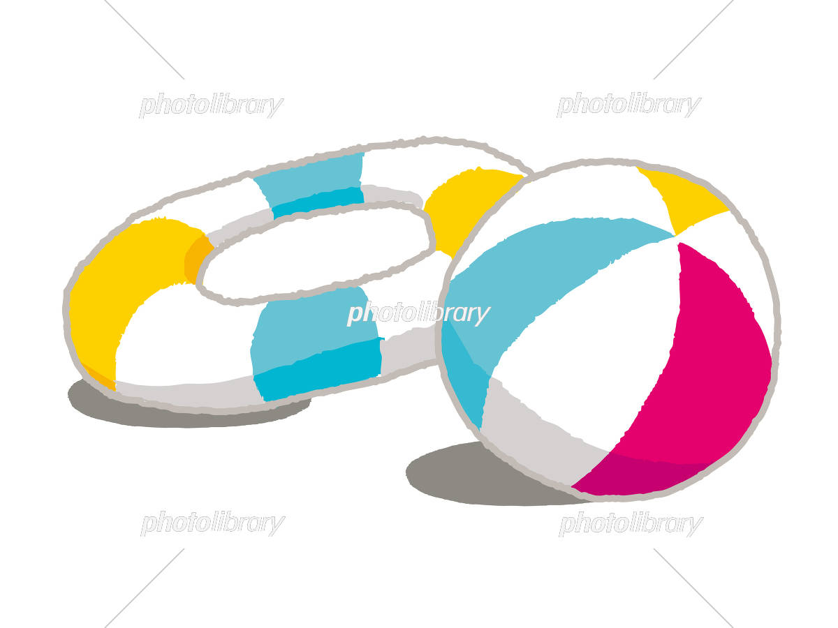 ビーチボールと浮き輪 イラスト素材 [4664131] - フォトライブラリー