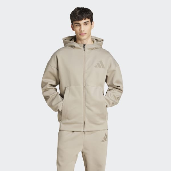 adidas Z.N.E. Full-Zip Hooded Track Jacket - Beige | Free Shipping