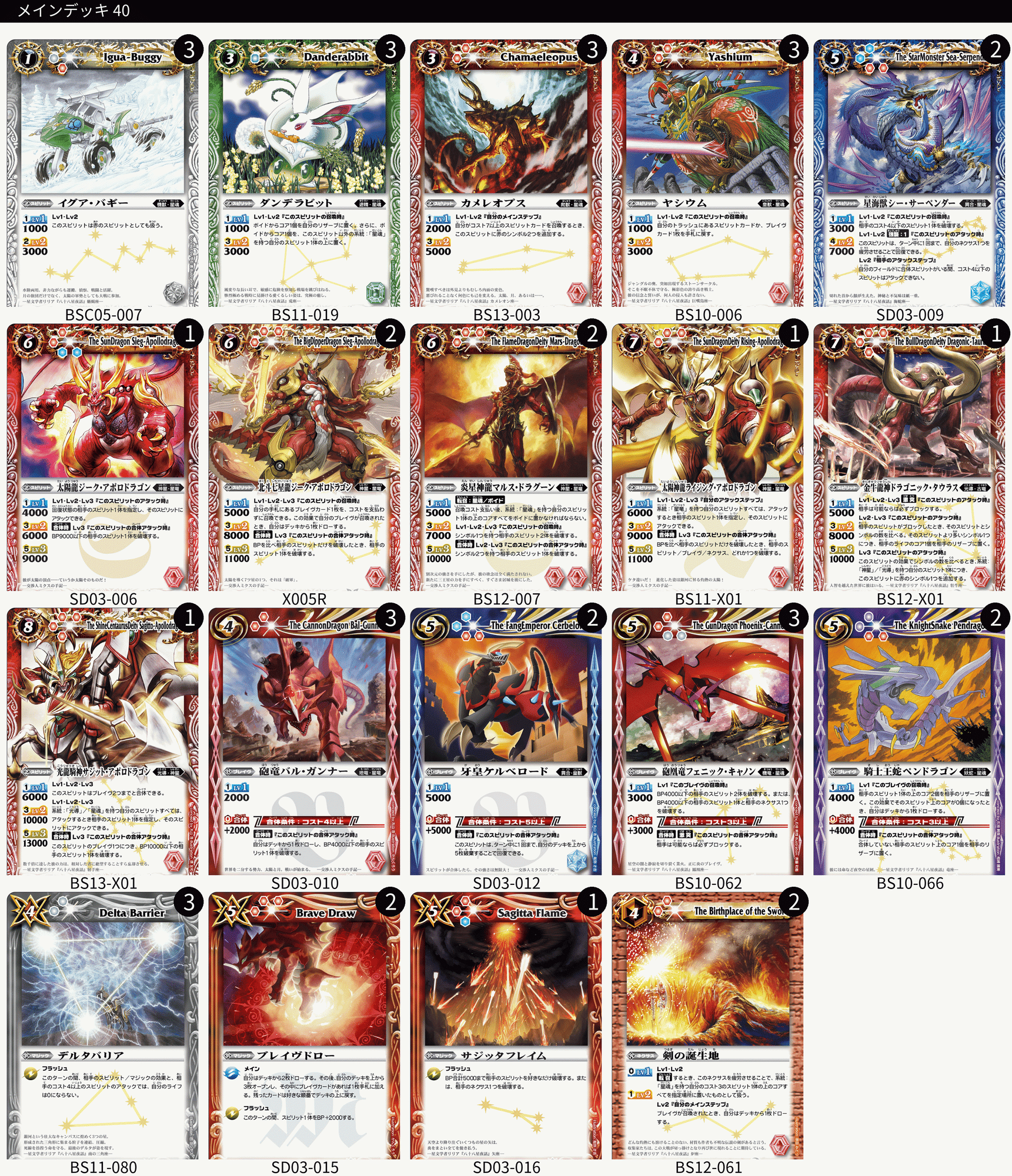 星座編のデッキリスト｜はくらく