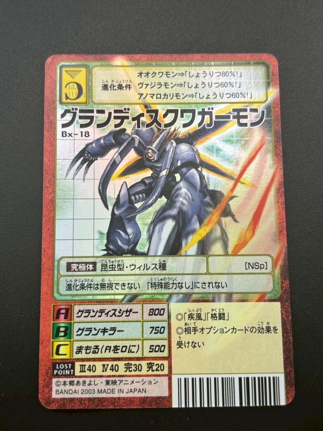 中古品】グランディスクワガーモン 2003年 BX-18 赤枠 キラ デジタル