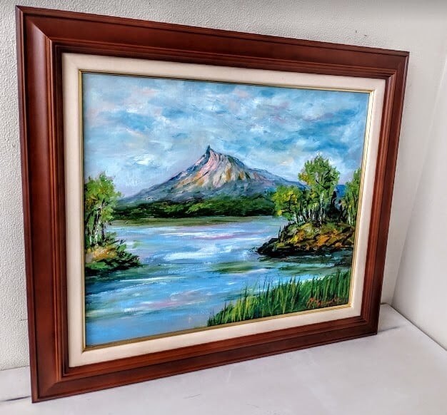 油絵 菅家令子 絵 絵画 インテリア F4-090914 風景 万代橋 新潟 絵
