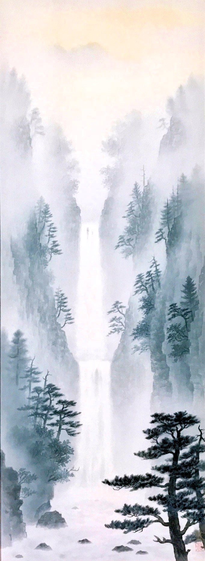 高橋晨「水墨山水（滝）」掛軸（尺五立） | 吉村唐木店 WEBSHOP