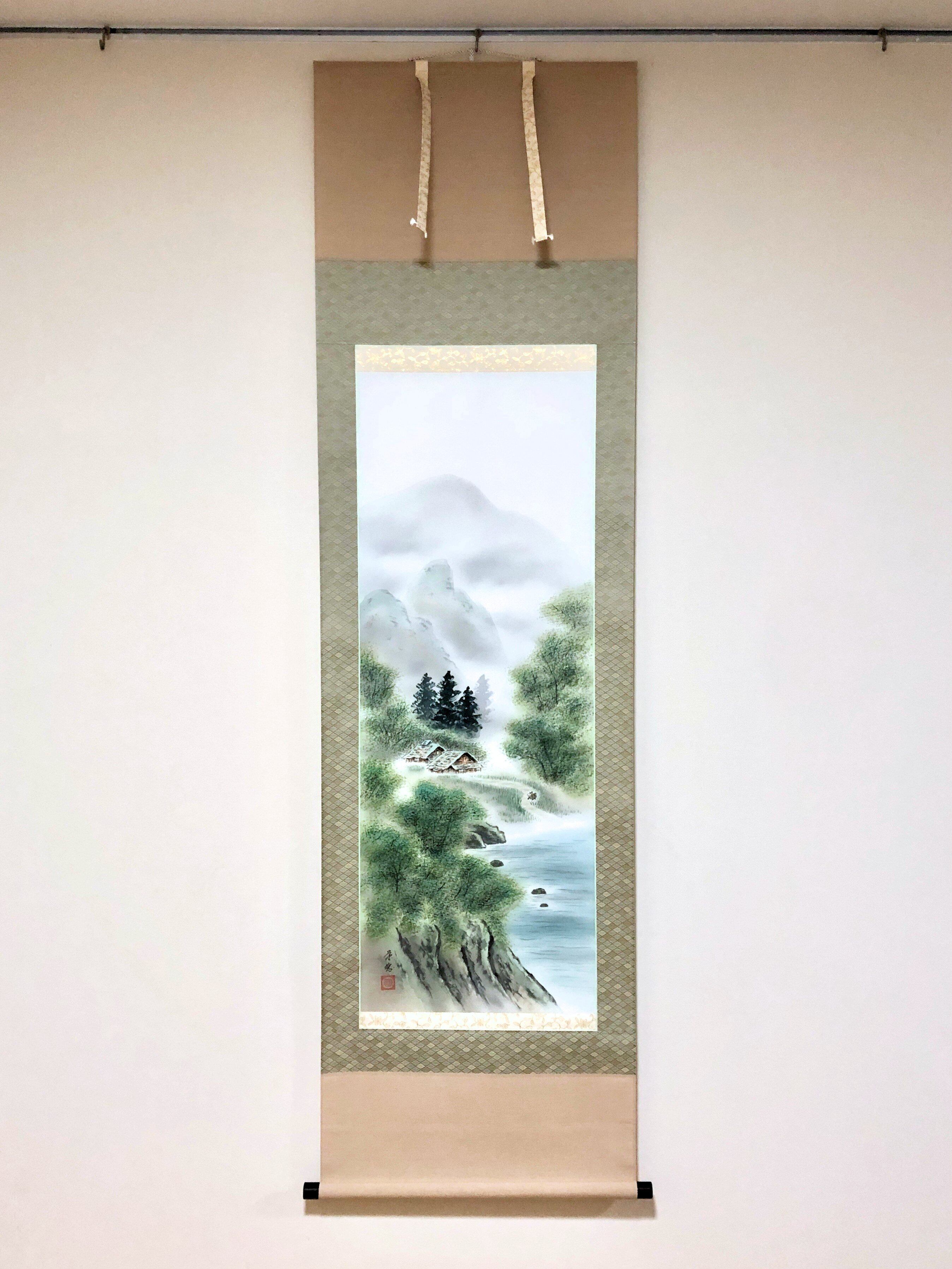 高橋晨「水墨山水」掛軸（尺八立） | 吉村唐木店 WEBSHOP