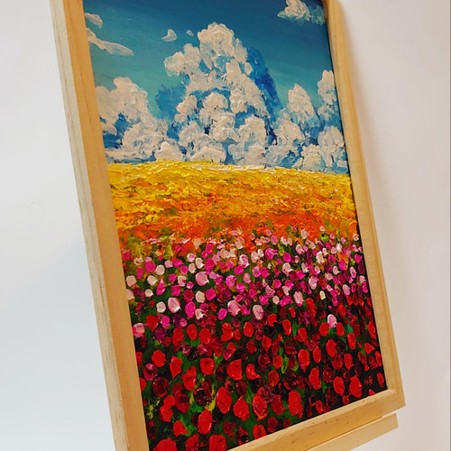 油絵 絵画 【空と雲のお花畑】 絵画 HR 通販 13302254｜Creema