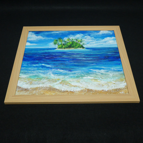 油絵 油彩 油彩画 絵 絵画【海の先に見える小島】 絵画 HR 通販