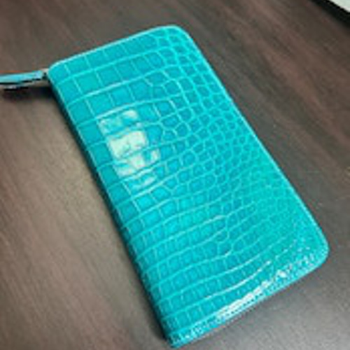 クロコダイル 長財布 メンズ レディース ターコイズブルー 本革 ワニ皮