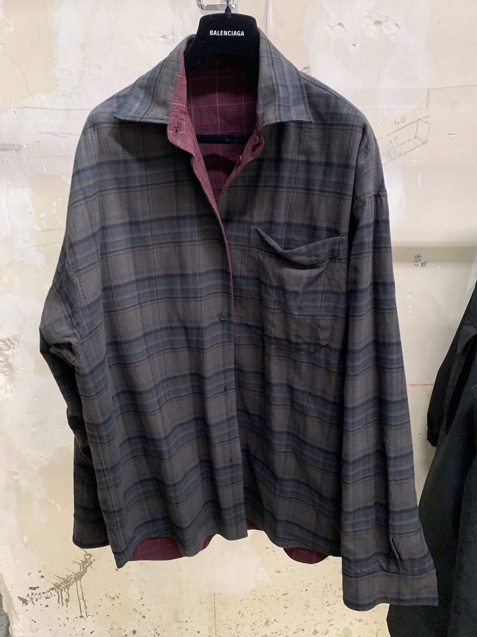 BALENCIAGA】リバーシブル シャツ ラージフィット チェック