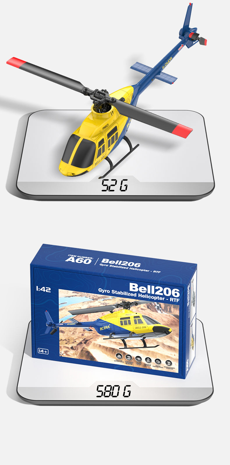 RC ERA A60 Flybarless 4CH Helicopter with Optical Flow | 1/42
