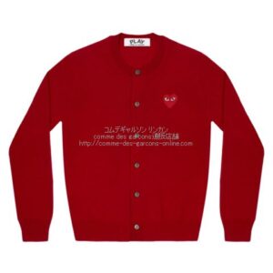 プレイ コムデギャルソン Uネック 赤ハート カーディガン 黒-ユニ