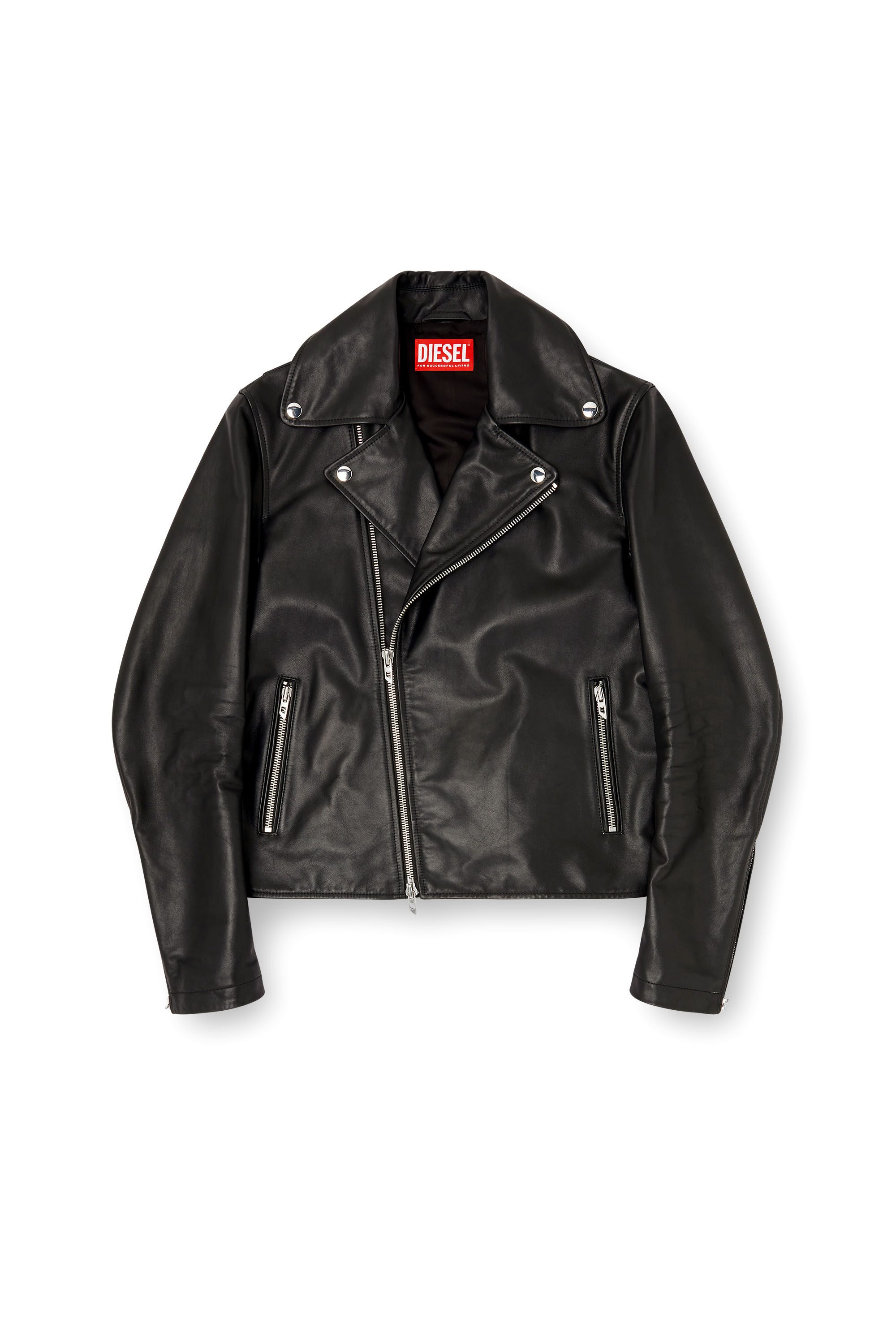 Men's Biker jacket in waxed leather | Black | Diesel