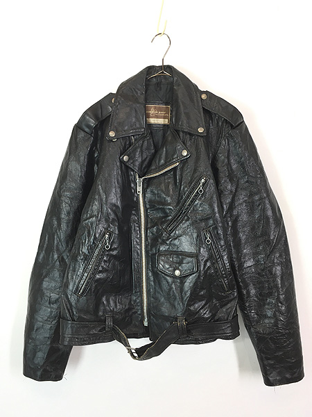 古着 70s Sears Leather Shop Collection パデッド ハの字 本革 レザー