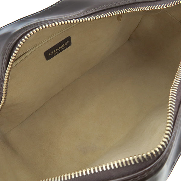 シャネル CHANEL チョコバー ブラウン パテントレザー レザー ボストン