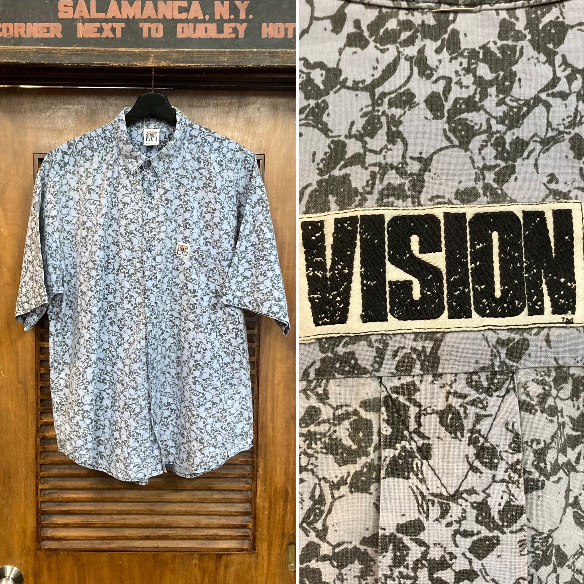 Vintage 1980's “vision Street Wear” AOP Skull Print Cotton Surf