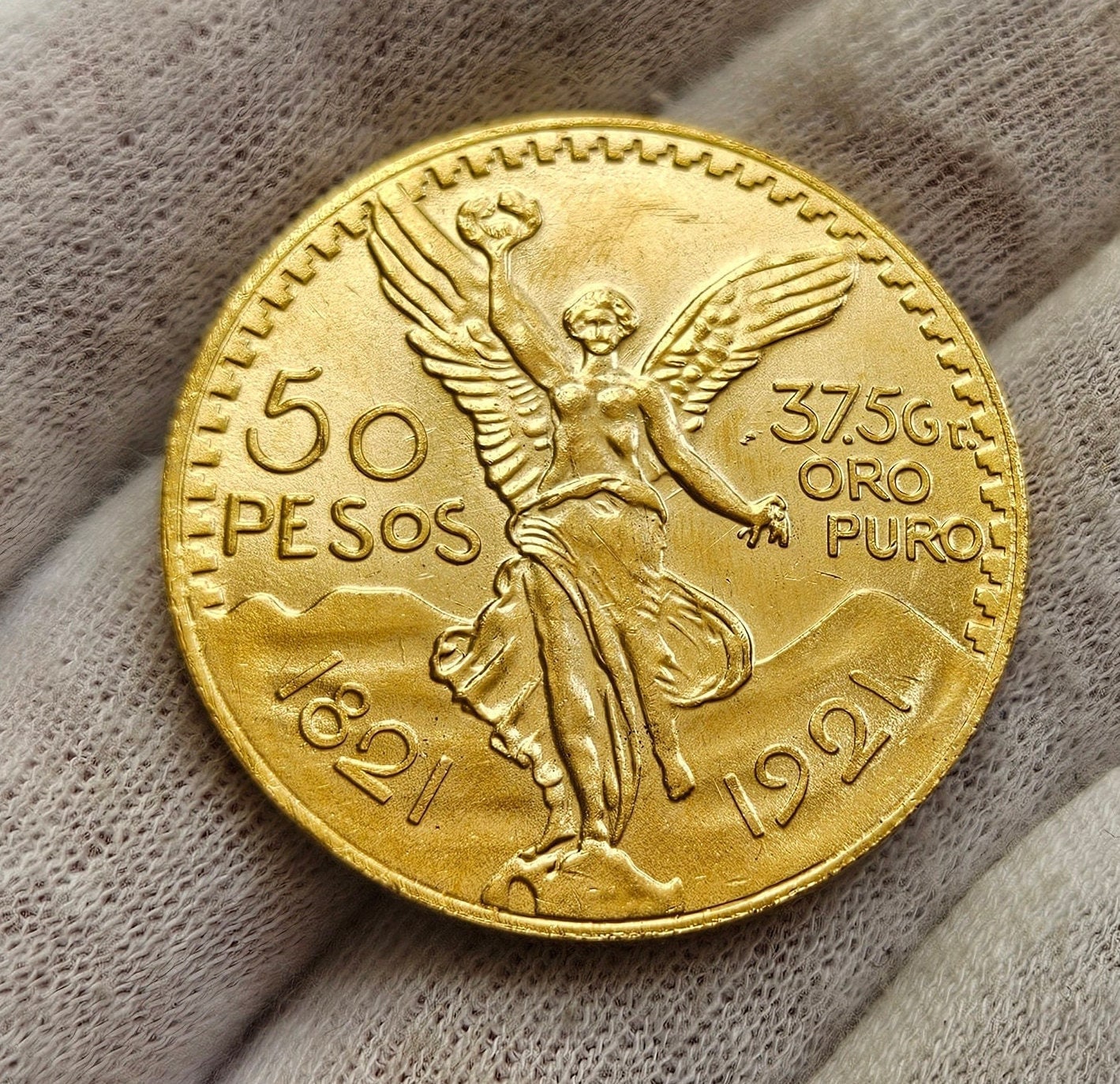 50 pesos gold coin 1821 1921 - Etsy 日本