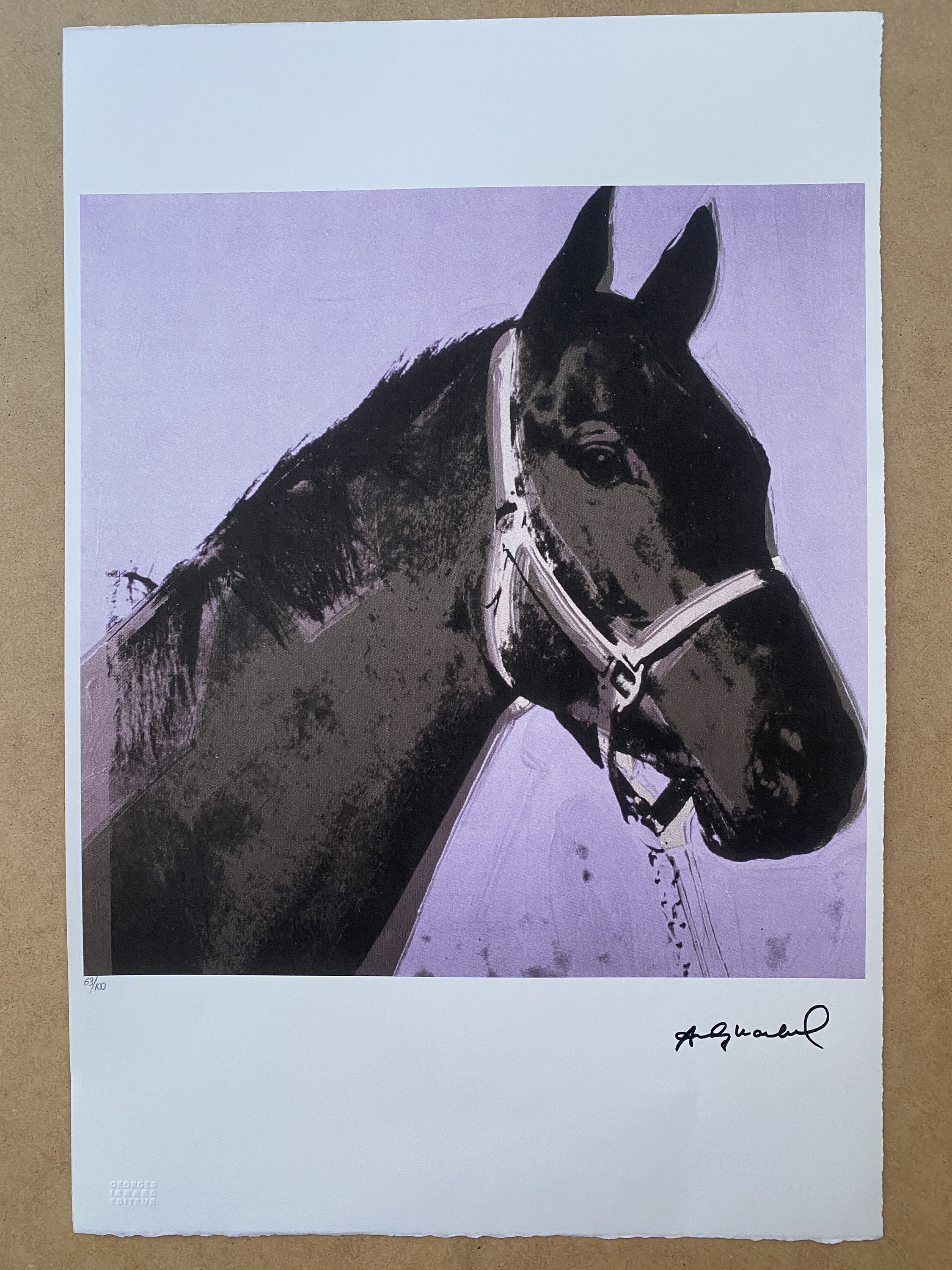 アンディ・ウォーホル「馬」リトグラフ、証明書、署名入り、トップ