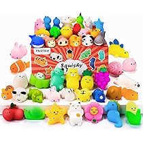 Amazon | 48個スクイーズ 玩具 動物 ストレス解消グッズ スクイーズ