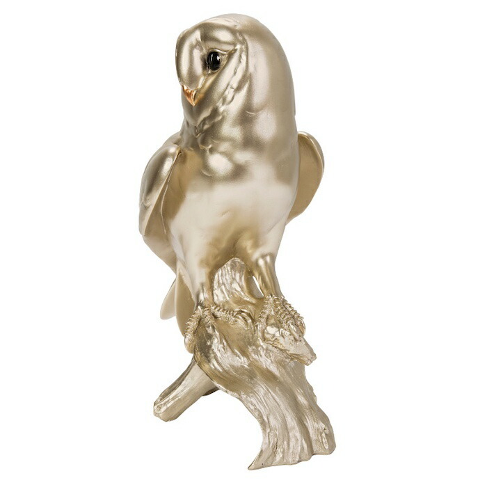 置物 スムースシャンパンゴールドのメンフクロウ 金色 縁起物 高さ34.5