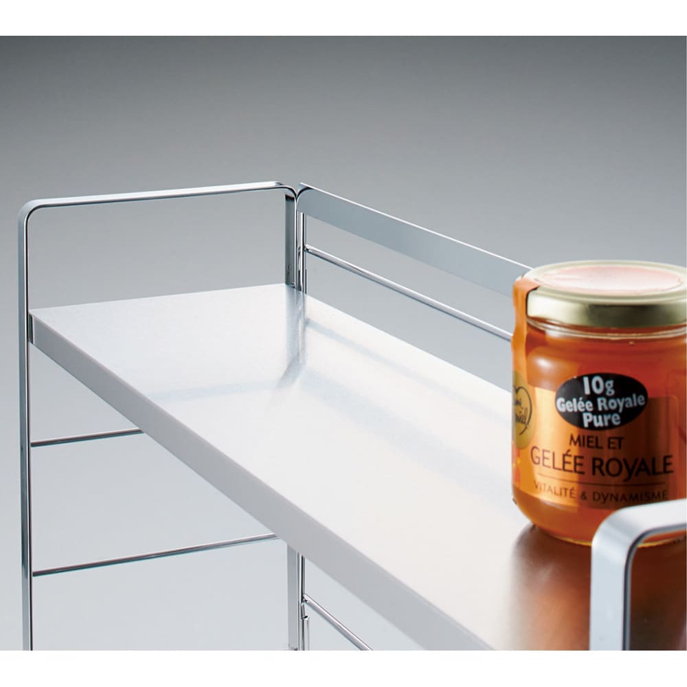 コンロ脇で使えるステンレス棚スパイスラック（調味料ポット6個付き