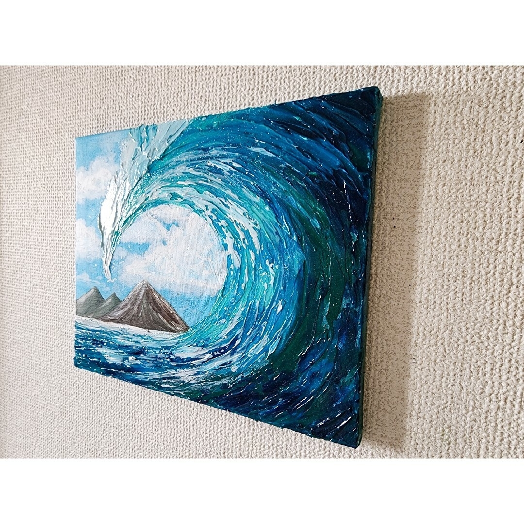 風景画 海 テクスチャーアート 抽象画 海の絵 夏 サーフィン アクリル