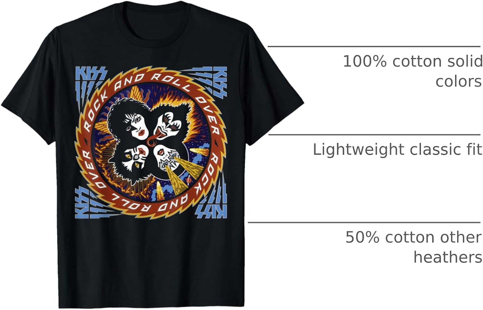 Amazon.com: KISS - Rock and Roll Over 40 T-Shirt : Clothing, Shoes