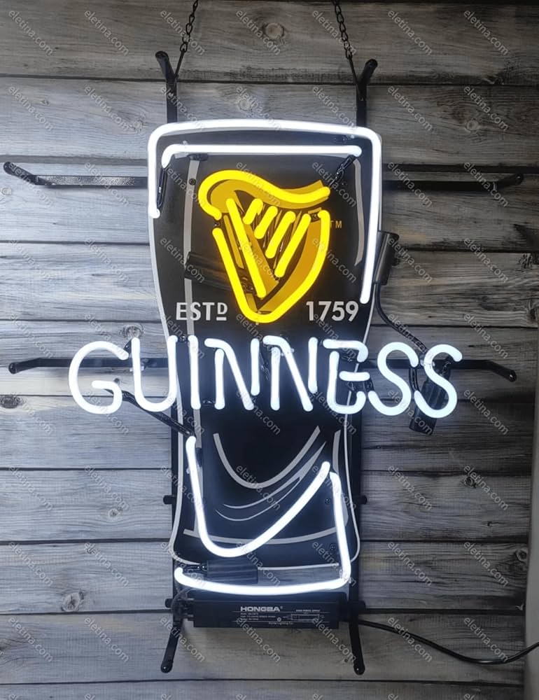 Neon Signs Beer Bar Bedroom Guinness's Harp Irish Sign Glass Neon