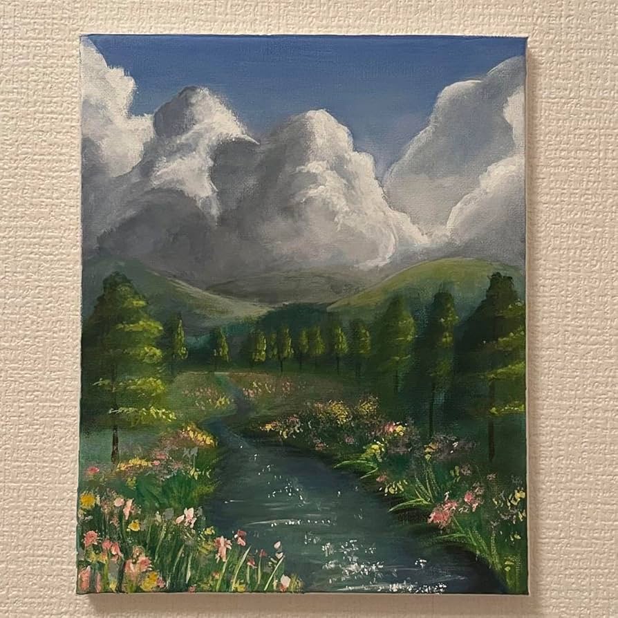 Amazon.co.jp: 絵 絵画 風景画 アクリル画 水彩画 雲 テクスチャー