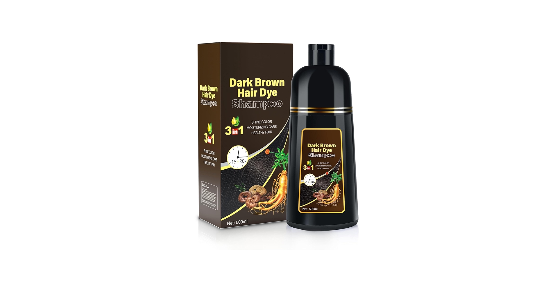 Amazon.com : Dark Brown Hair Dye Shampoo 3 in 1 for Gray Coverage