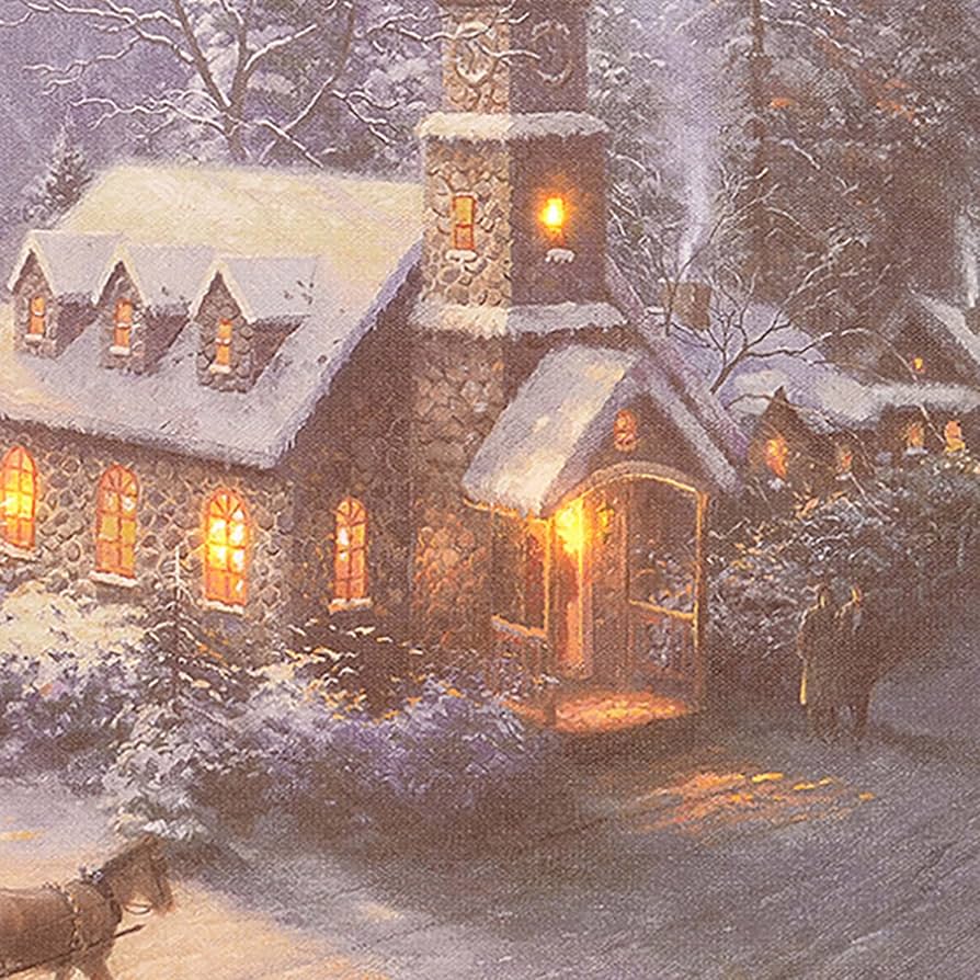 Amazon.com: Thomas Kinkade Sunday Evening Sleigh Ride White 24 x