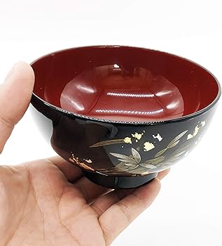 Amazon.co.jp: 大藤漆器店 輪島塗 夫婦汁椀 黒内朱・朱 蘭沈金 WA10-2