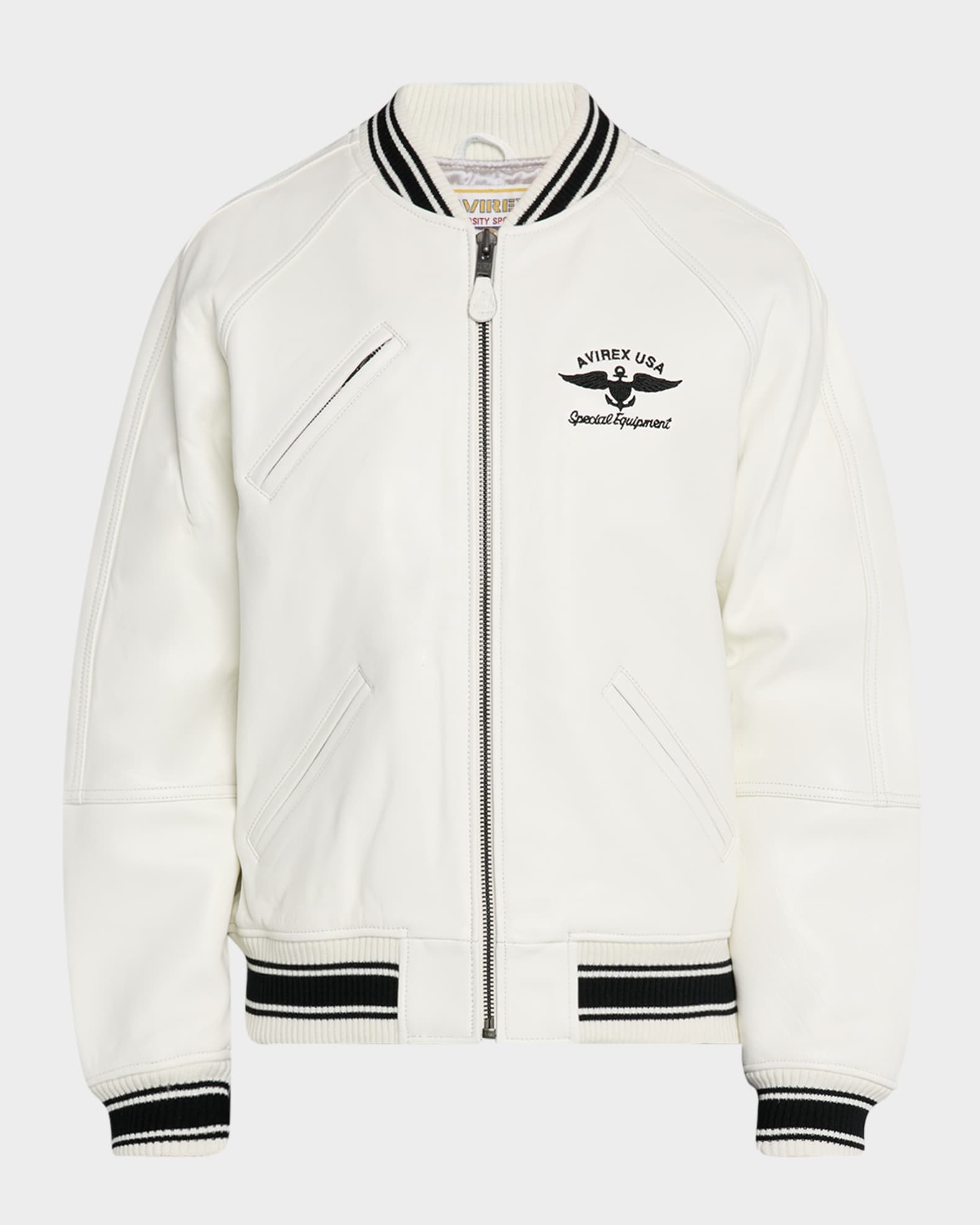 AVIREX Men's Stadium Embroidered Leather Varsity Jacket | Neiman