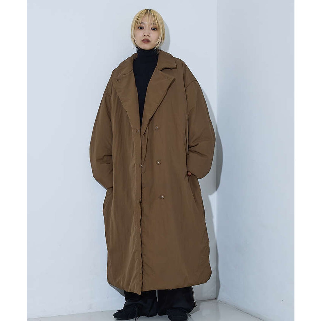 ノミネ NOMINE 3WAYカラー中綿ロングコート （ブラウン） -靴