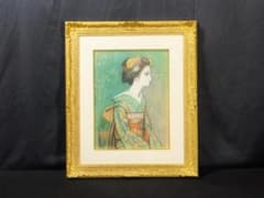 田村孝之介 直筆サイン『舞妓』ペーパーにパステル画 10号 0418K