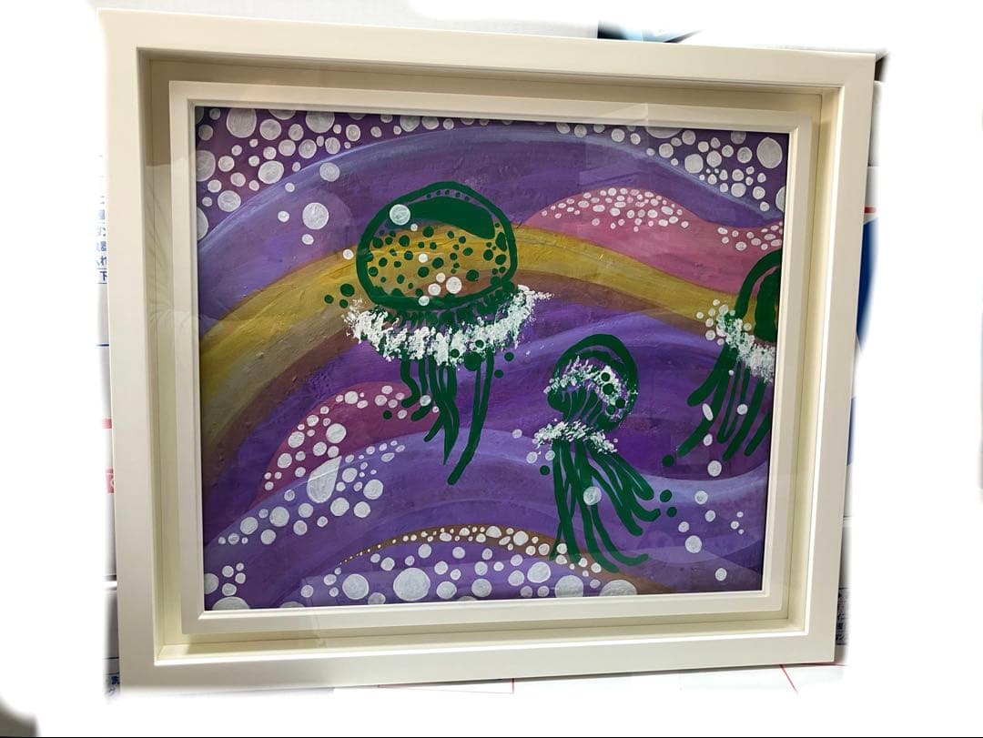 DANCE クラゲの抽象画 F8アートインテリアアクリル画　海月