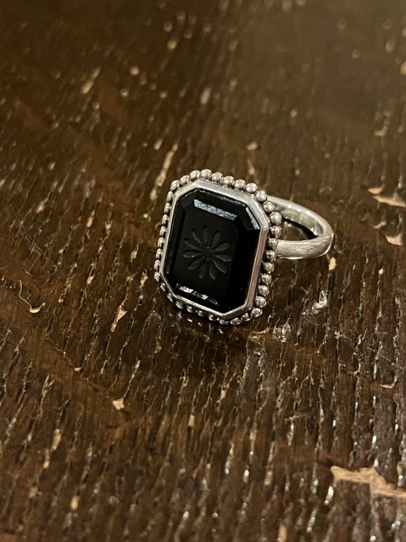 OLD TIFFANY ブラック オニキス デイジー シルバー11号くらい美品