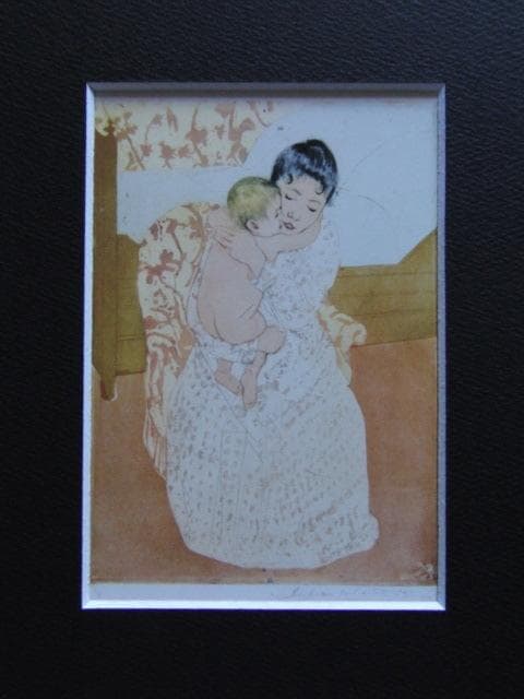 メアリー・カサット、「母の愛撫」、希少な画集より、 新品高級額装付