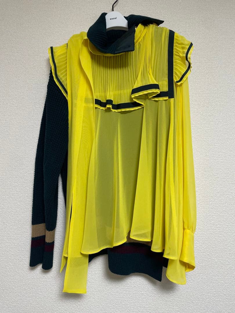 sacai 変形ニットトップス　イエロー　⭐︎