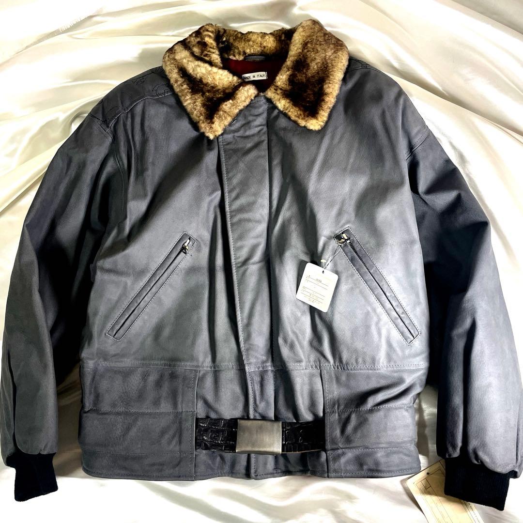 ユーロヴィンテージ　ペッカリー　レザージャケット　ririジップ　イタリア製