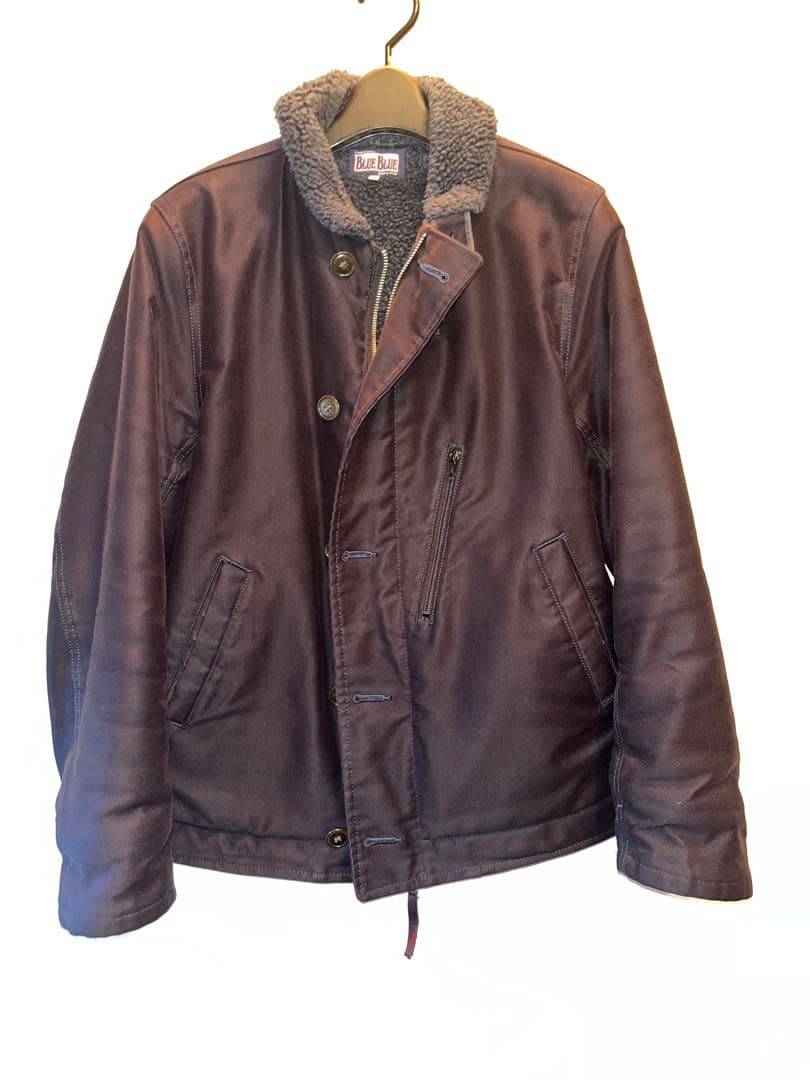 美品　BLUE BLUE ジャーマンクロスデッキジャケット　裏ボア BLUE BLUE - 美品ハリラン／ブルーブルー裏ボアジャーマンクロスデッキ