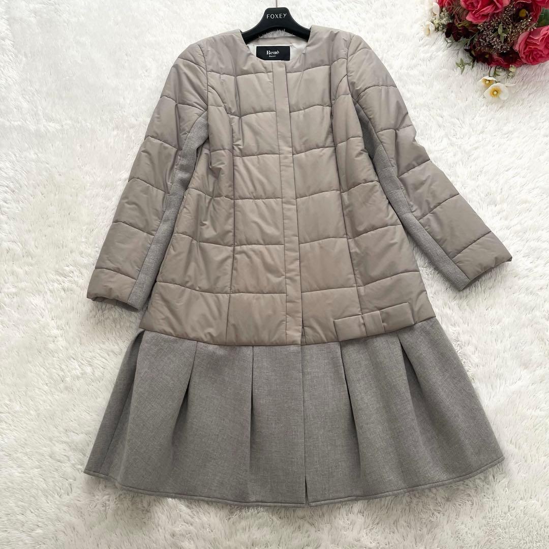 Rene basic✨中綿コート リボン グレージュ 36 Aライン 近年