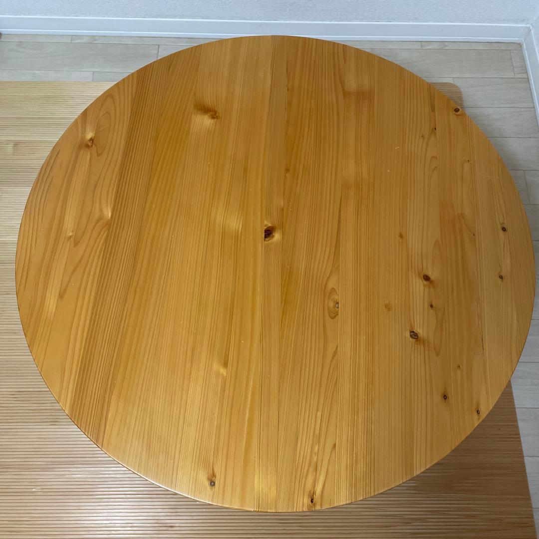 【定価の約50%OFF❗️】国産ひのき 無垢材 円形 センターテーブル 80cm 新品アウトレット】80cm幅の国産ヒノキローテーブル センターテーブル