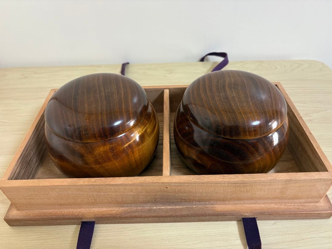 【囲碁】楠製碁笥　桐箱付き