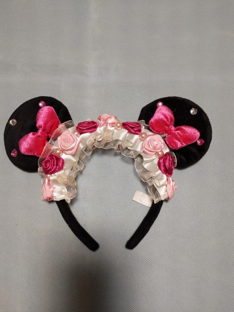 ディズニー ミニー カチューシャ 薔薇 ピンク