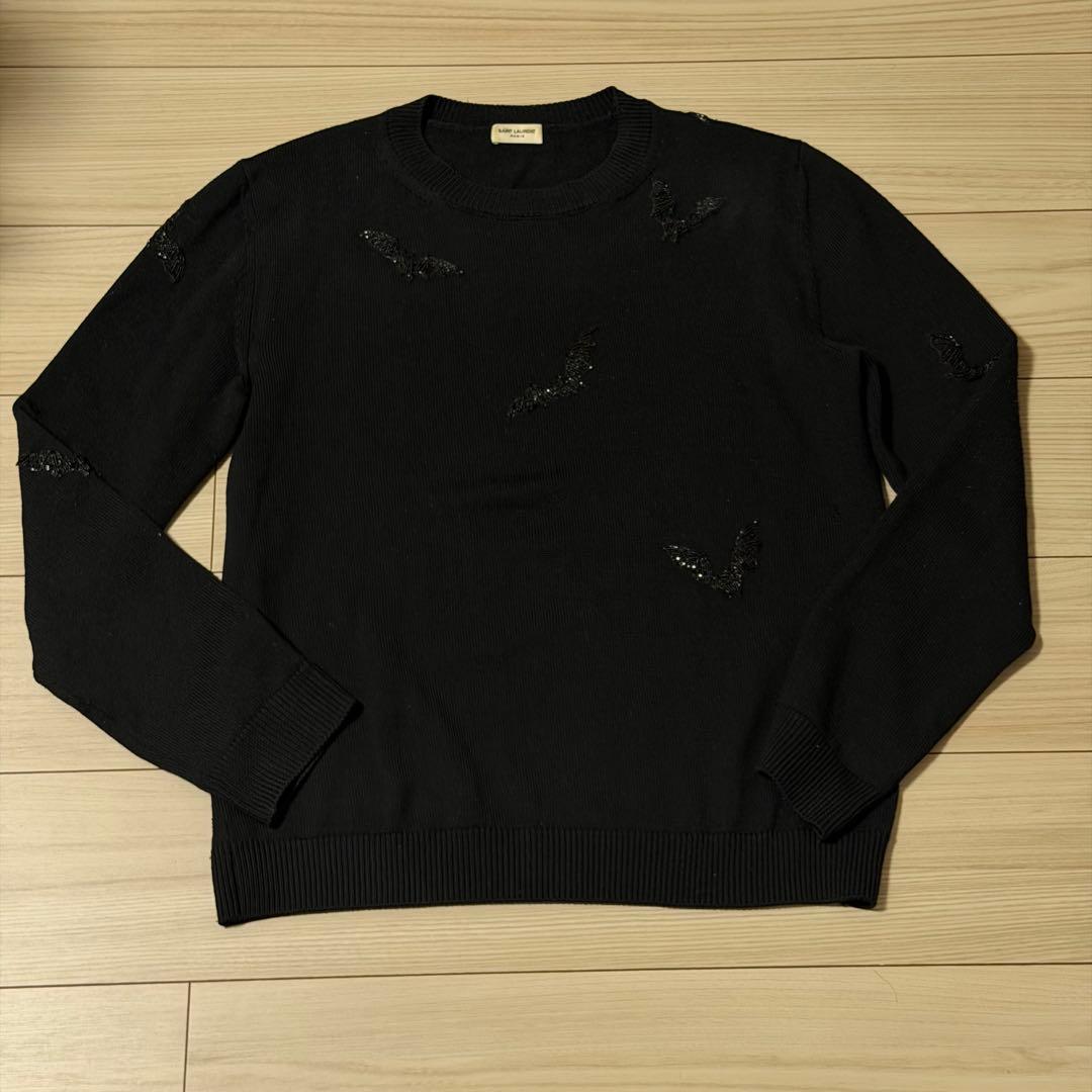 T*様 美品 サンローラン メンズ ニット セーター 刺繍 SAINT LAURENT PARIS（サンローランパリ）ニット・セーター 黒 サイズ